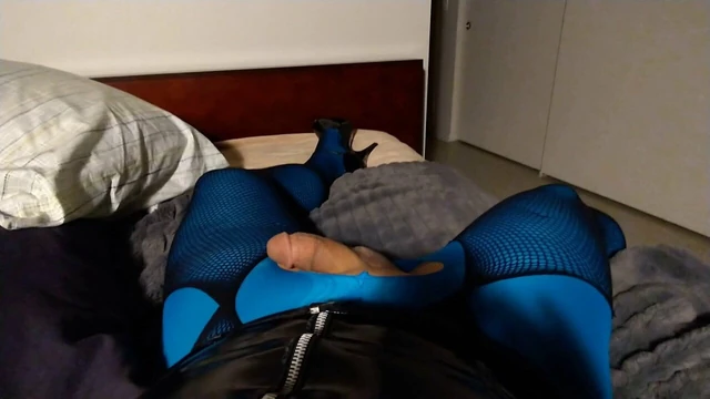 Blue pantyhose and fishnet
