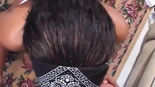 White stud fucks black chicks face with his hard cock then fucks her