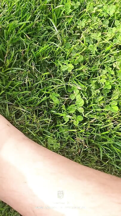 赤脚和脚底上的草渍