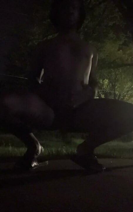 Fooling Around At Night Outside On The Sidewalk Fully Naked Part 1
