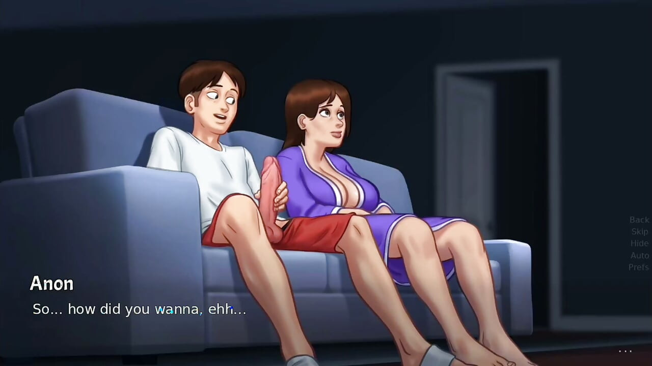 Landlady Catches Student Jerking Off, Then Rubs His Huge Cock - summertime saga gameplay part 1