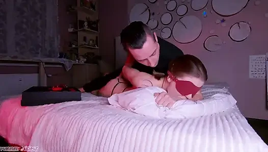 Dripping Cum in Mouth After Massage and BDSM Spanking