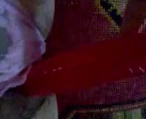 Solo play with red dildo
