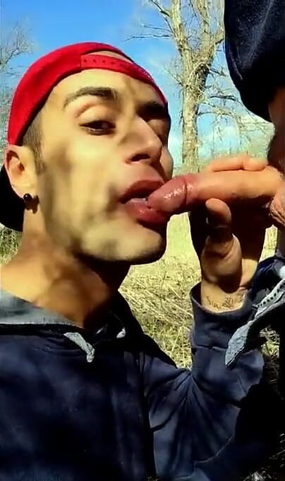 Sucks Straight Old Cock,swallows Old Cum and Jerks off Outdoor