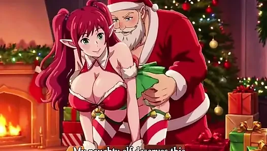Santa give special gift to busty milf on Christmas