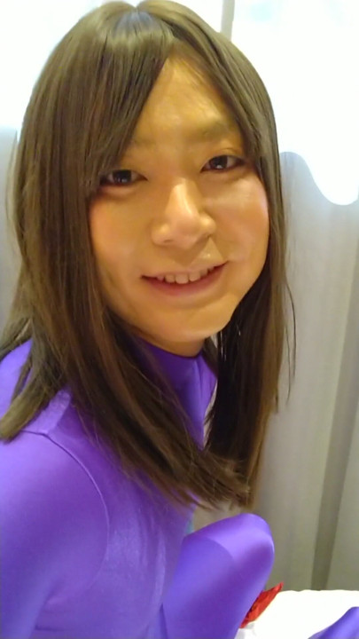 Japanese amateur crossdresses colorful morphsuit masturbate | Clip 3