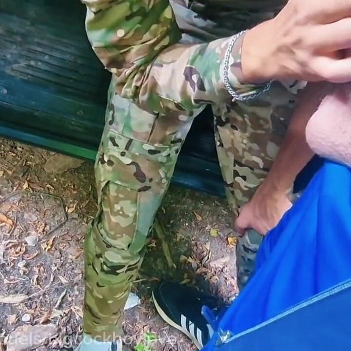 Soldiers Sucked Each Other's Dicks in Public Until They Cummed in Their Mouths.
