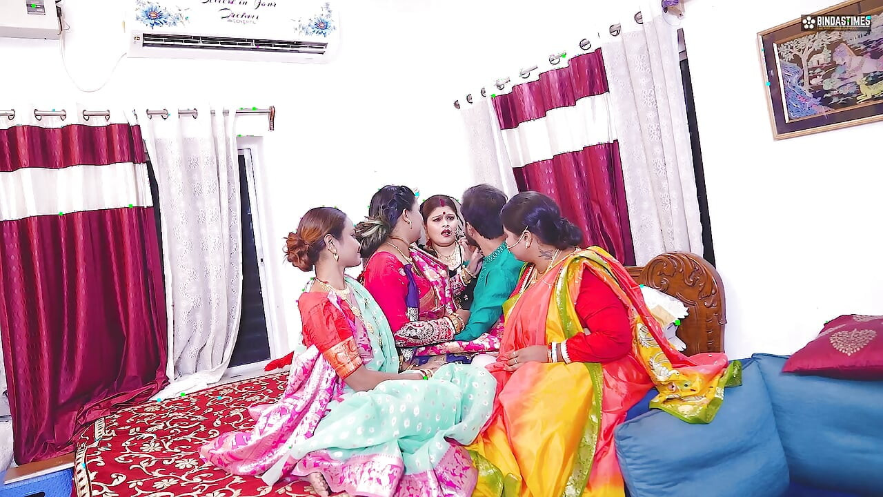 Desi Indian Thirki Husband fucks his all four wives at the same time and cumshot on face ( Hindi Audio )