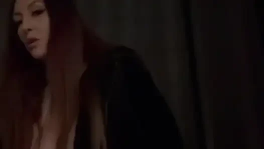 Smoking a Cigarette Out at Night and Showing My Big Tits