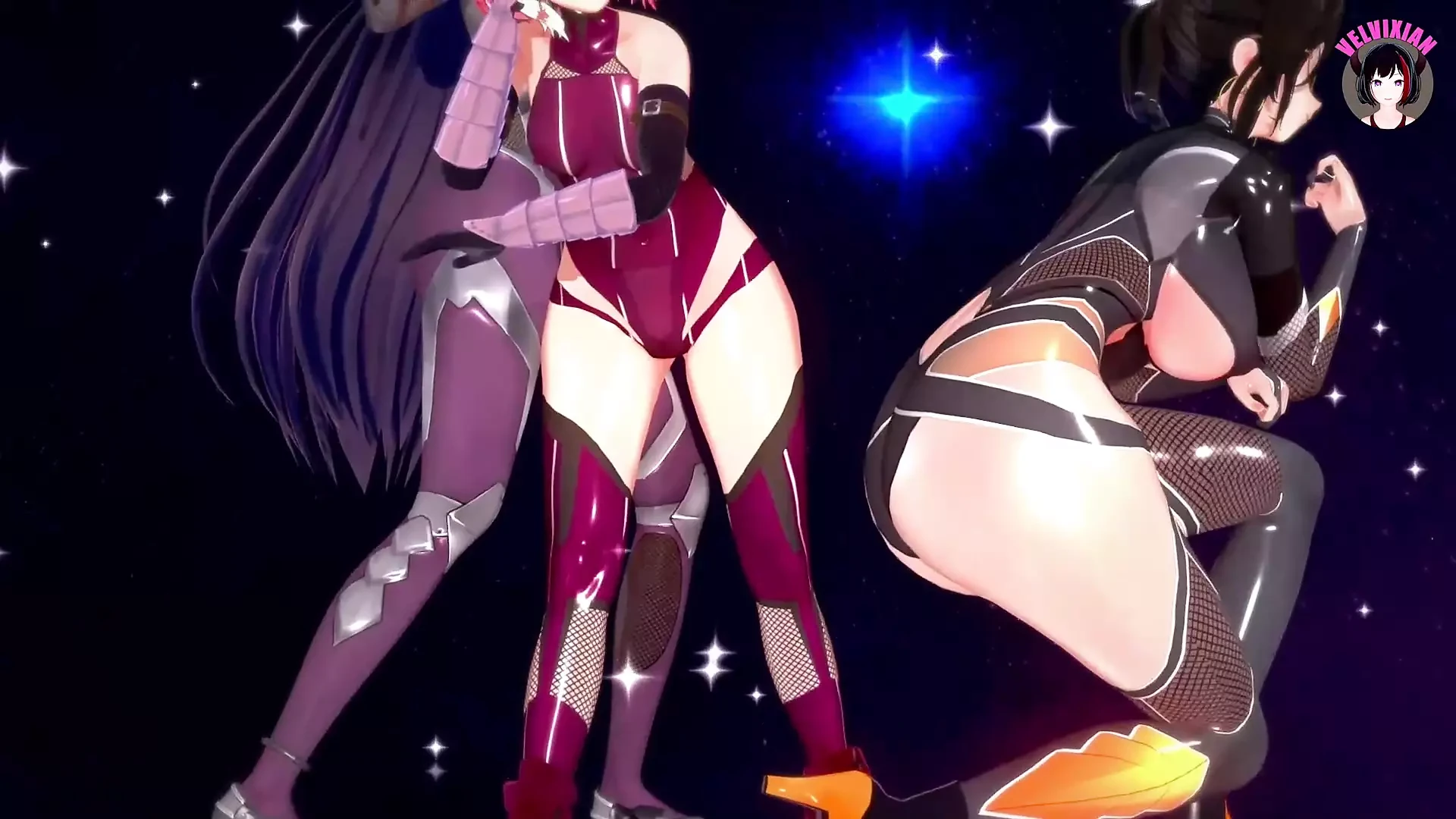 Three Sexy Girls In Taimanin Costumes Dancing