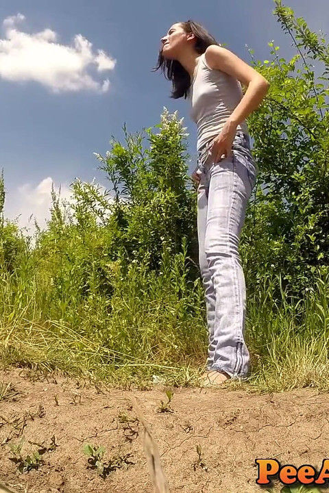 Wetting Her Jeans and Undressing