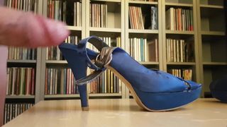Cum on my wifes blue heels