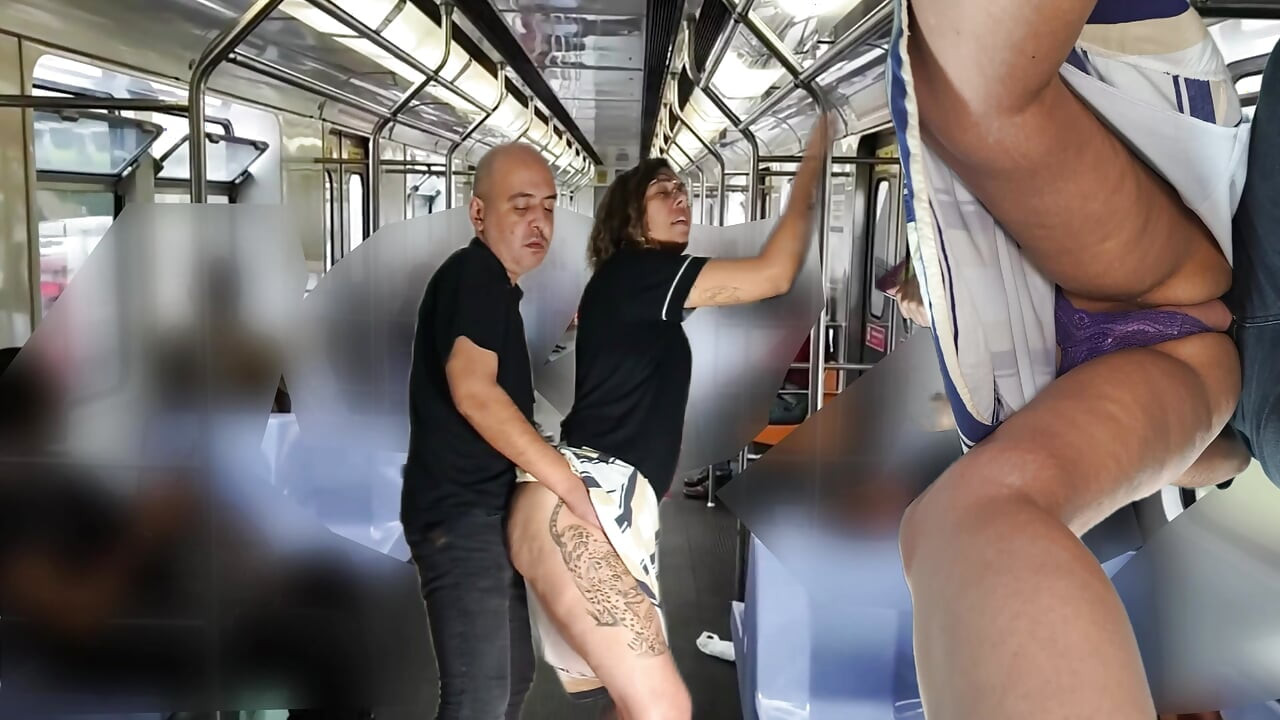 Rubbing himself during the subway ride under her skirt.