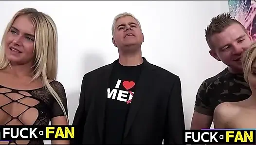 Sensual Blonde Lesbians Nesty And Aisha Kiss As Chad Strokes His Throbbing Hard Cock!