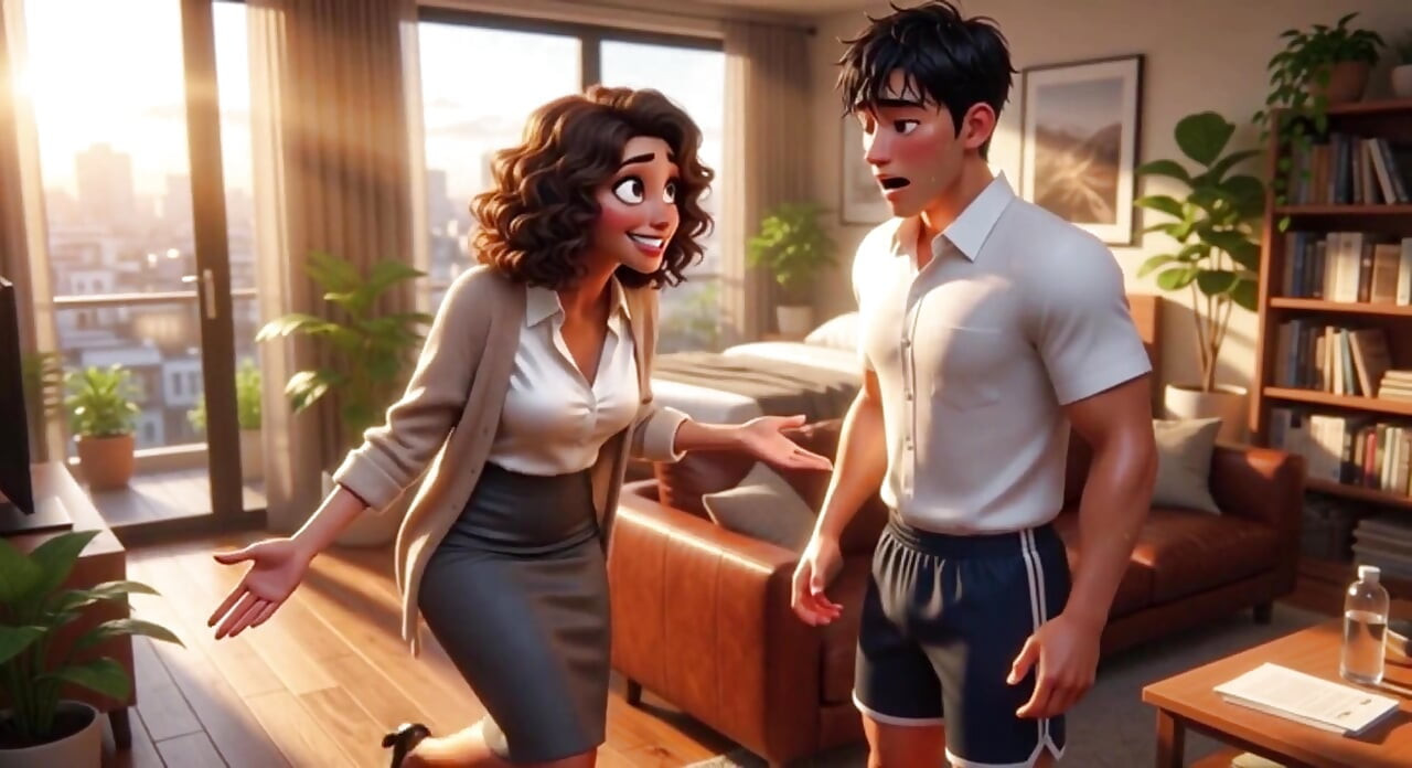 A Teacher's Secret Check on Her Friend's Stepson Kinks Turns Into Passionate Fantasy in Studio