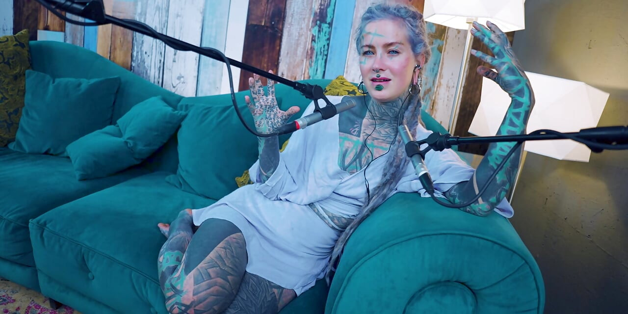 I talk about F - Fear - ASMR podcast SFW talking goth skinny girl dreadlocks tattoo model inked girl