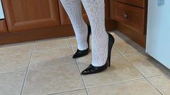 Black Patent High Heels and School Girl White Knee Sock