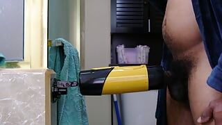 Ruined Cumshot with Hands Free Stroker Hard Thrusting Orgasm with Cum Dripping from Tip of BBC