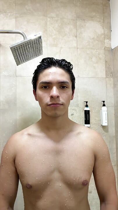 Flexing my muscles in the showers