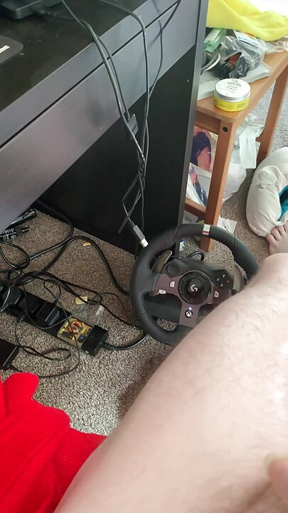 Horny British lad having a hot wank and spraying his load all over