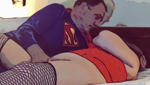 Une femme merveilleuse des années 70 baise un superman