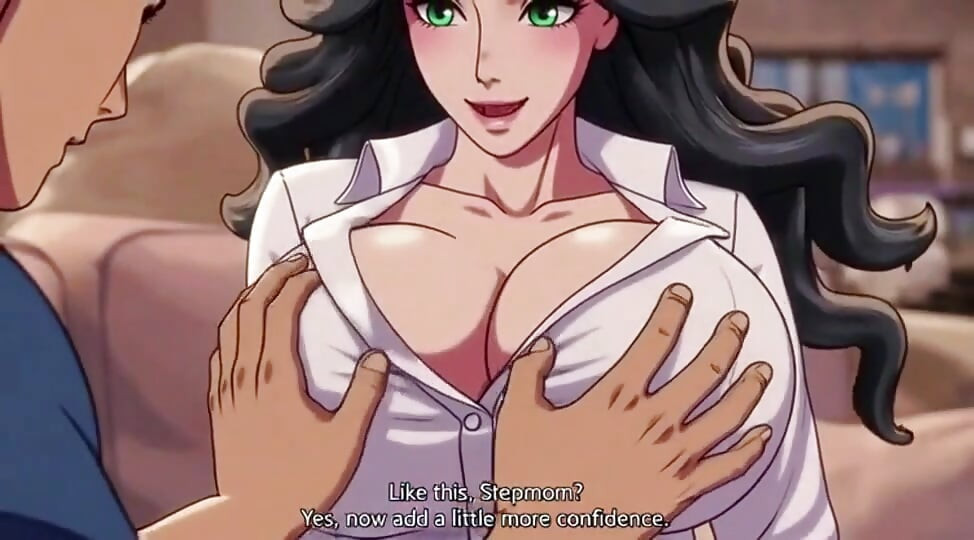 Stepmom teach his stepson how to sequese big natural tits 3D Anime