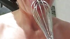 Hook play and glas dildo to huge squirt