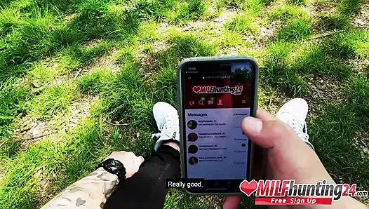 MILF hunter nails Priscilla in the park! (ENGLISH)