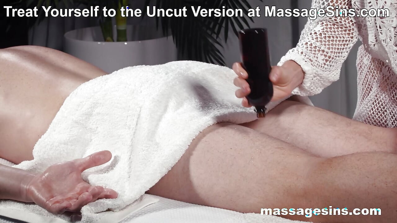 Oiled Blonde with Tattoos Enjoys Sensual Massage and Soft Oral at MassageSins