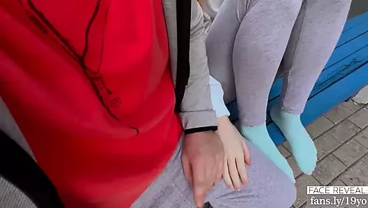 Outdoor blowjob with new strange girl near the supermarketended in shower