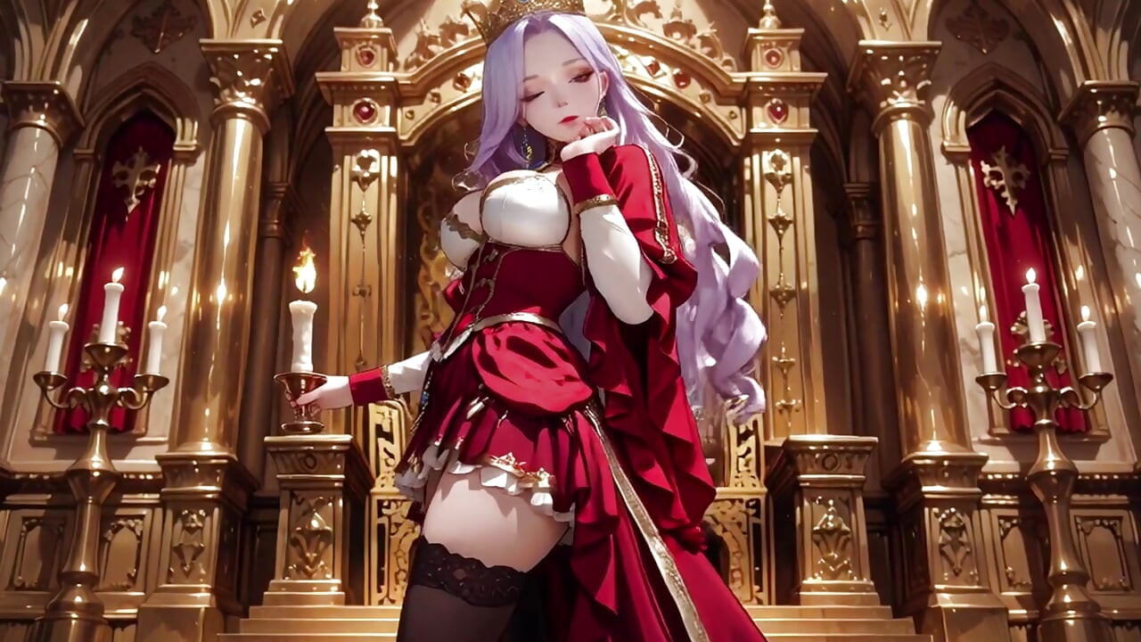 Lazy Coronation on the Golden Throne, Red & White Haute Couture is Insane!
