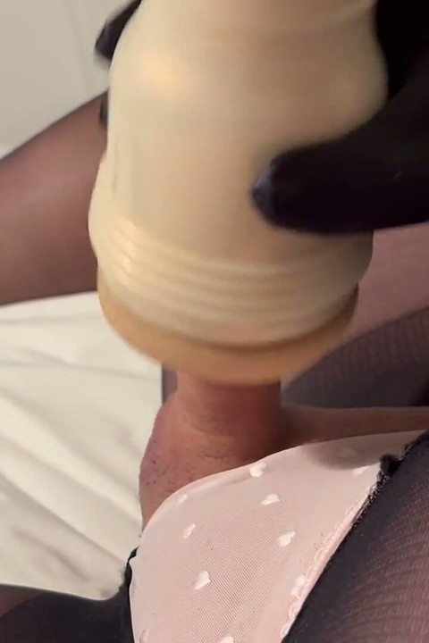 Fleshlight Fuck in Panties and Black Pantyhose
