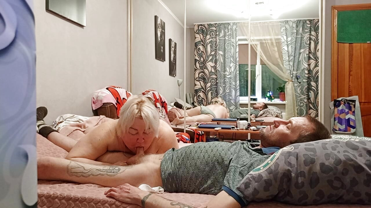 gentle blowjob and hot cum in neighbor's mouth