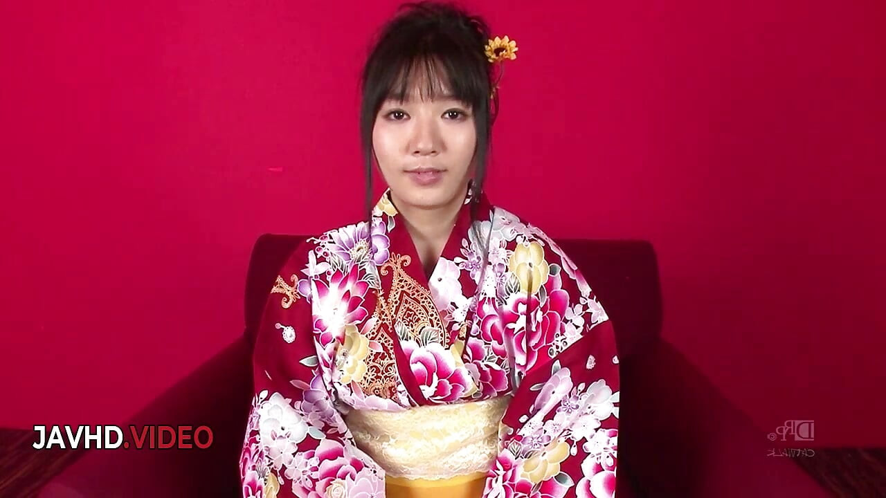 Chiharu's Kimono Threesome: Blowjob and Creampie Encounter