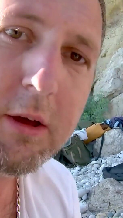 Captivating moment from "Blond beach babe with big tits squirts and fucks stranger"