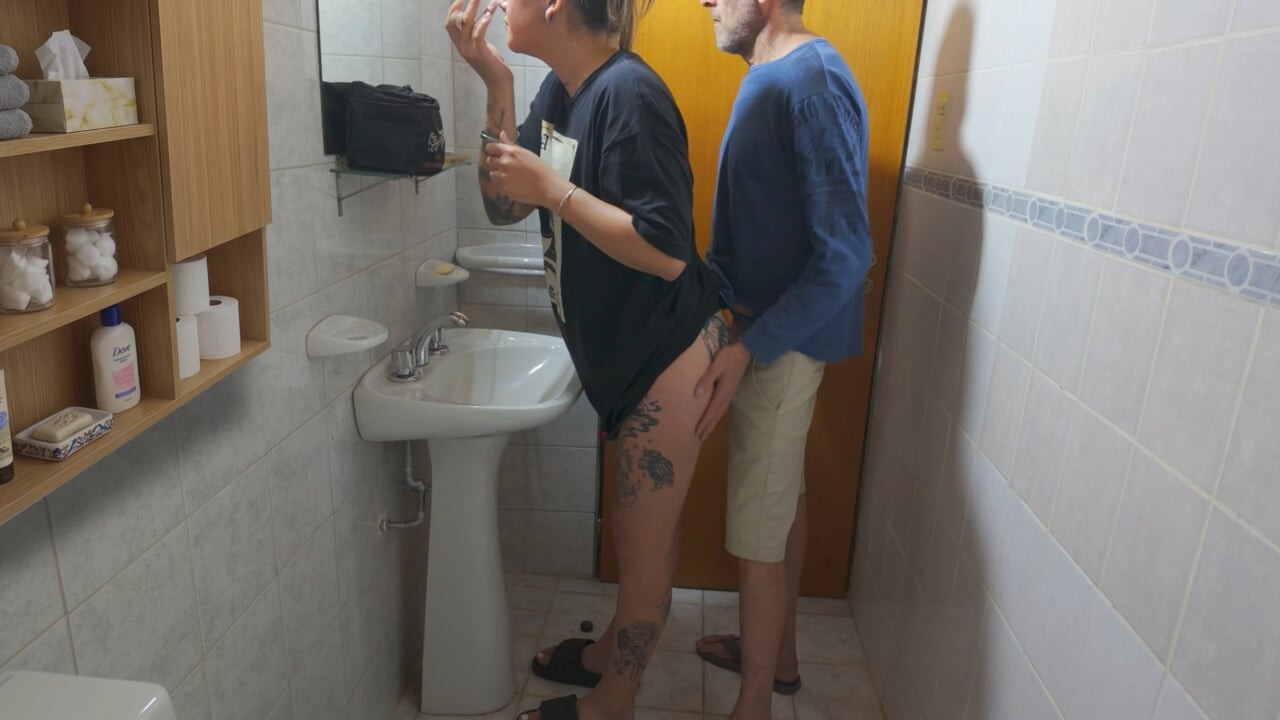 My wife almost caught me fucking my brother's wife in the bathroom