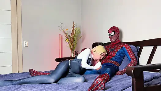 Gwen Stacy rides on Spider-Man’s dick