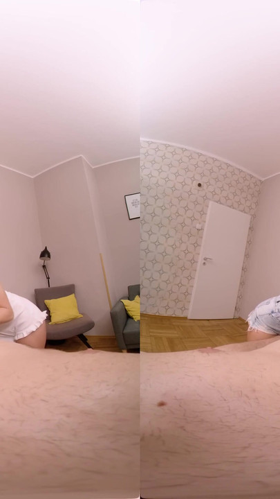 Powerful moment from "Two Girls Take Turns Massaging My Cock - Virtual Real Porn"