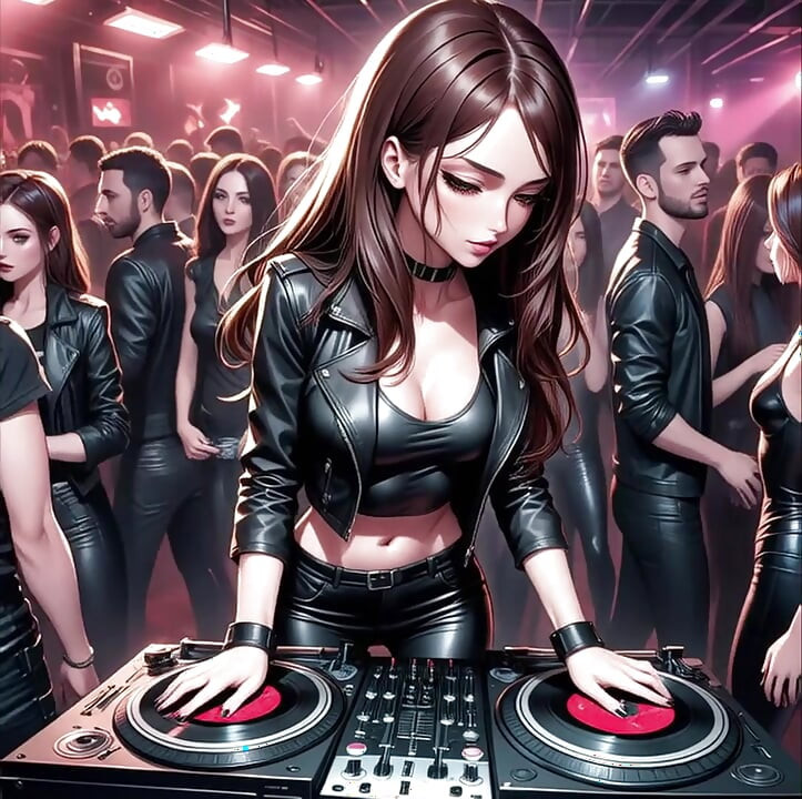 Synth wave retro wave dj set Anime SFW AI