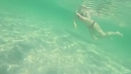 Amateur long legs perfect body girl's relaxing underwater swimming ASMR POV