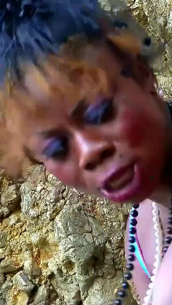 Must-see moment from "Black Ebony MILF seduces Young White Guy to Fuck on Beach"