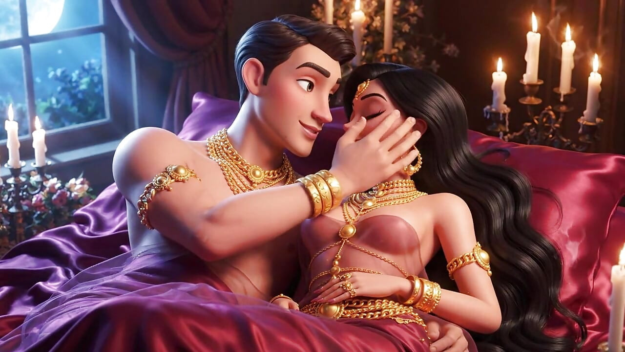 Compilație cu pasiune romantică în noaptea romantică a cuplului de desene animate - bijuterii de aur, dragoste animată senzuală