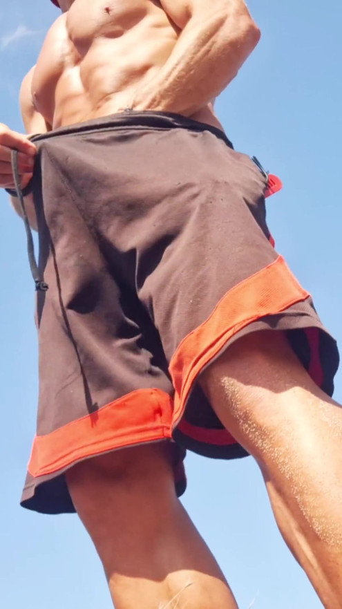 Masturbating my Big cock in a public beach - walking excited | Clip 1