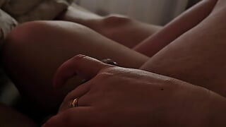 Step mom saw step son big dick in erection and handjob him hard