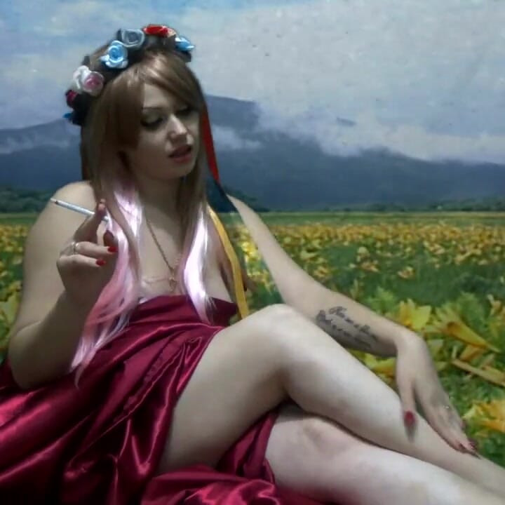 Smoking in the nature and teasing you