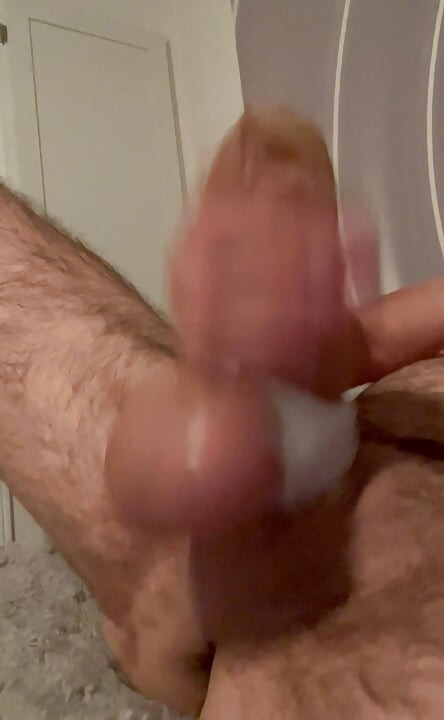 Nylon sock and cock ring make for a big Stiff Prick