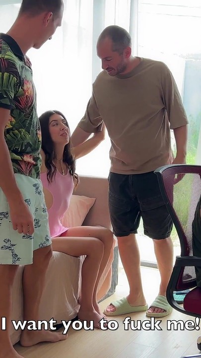 Wife Put Dirty Panties on Cuckold's Head so He Would Keep Quiet and Watch as Her Lovers Fucked Her