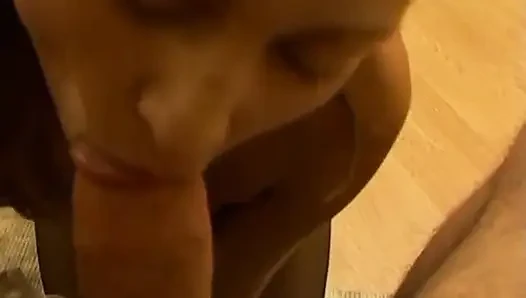 Cock-crazed beauty gets on her knees and licks a throbbing shaft