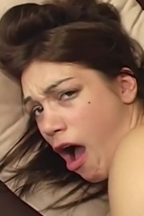 Sweaty Couch Sex with Loud Moaning Busty Brunette