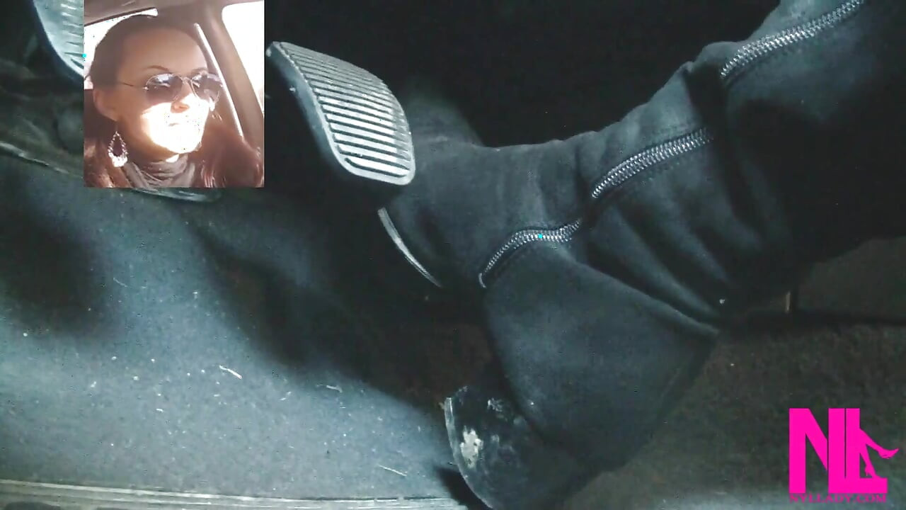 Driving Fast in Black Suede Knee High Boots